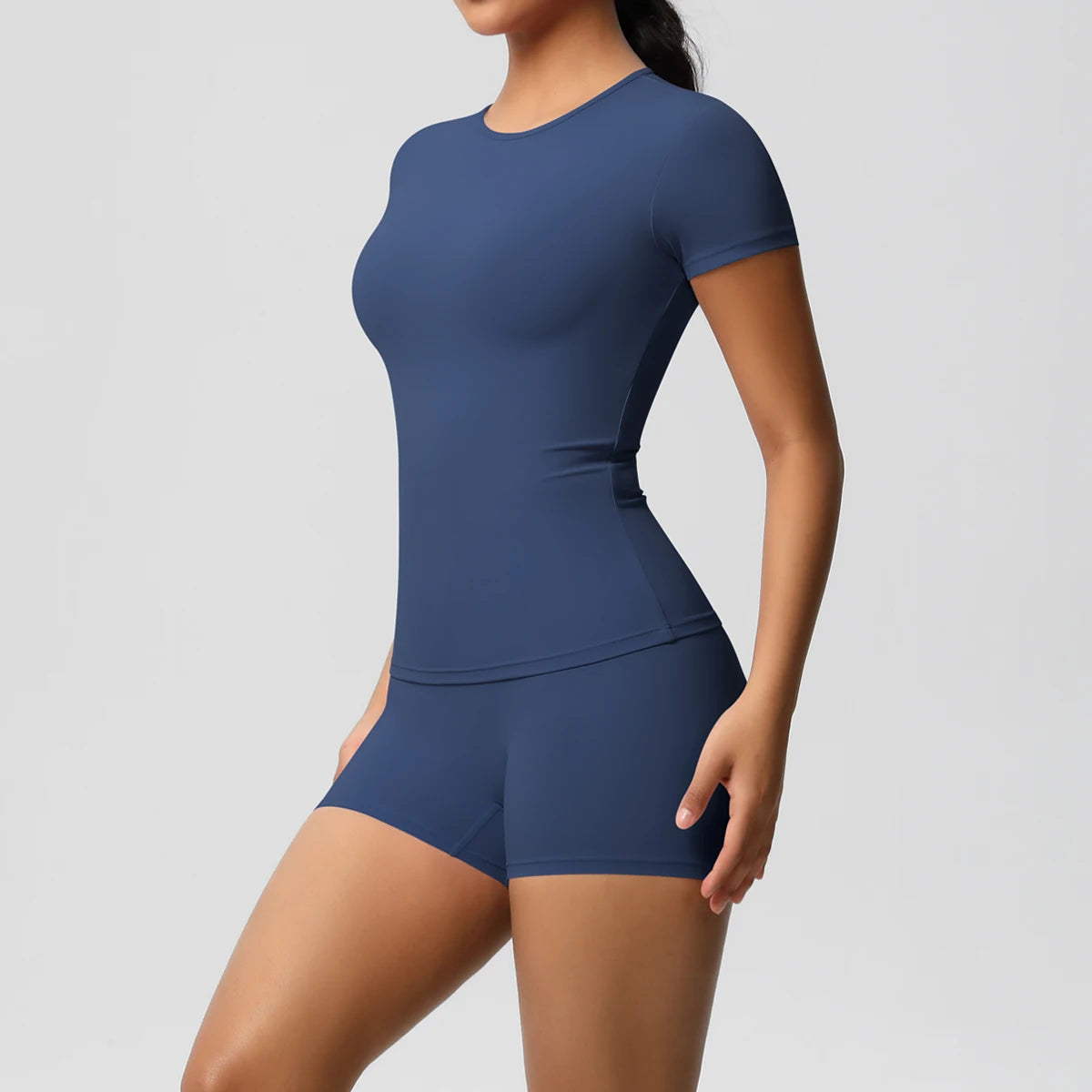 2 Piece Quick-Drying Gym Leggings Set Summer Short Sleeve Breathable Stretchy Yoga Slim Fitness Active Top Women's Cycling Bike Shorts The Clothing Company Sydney