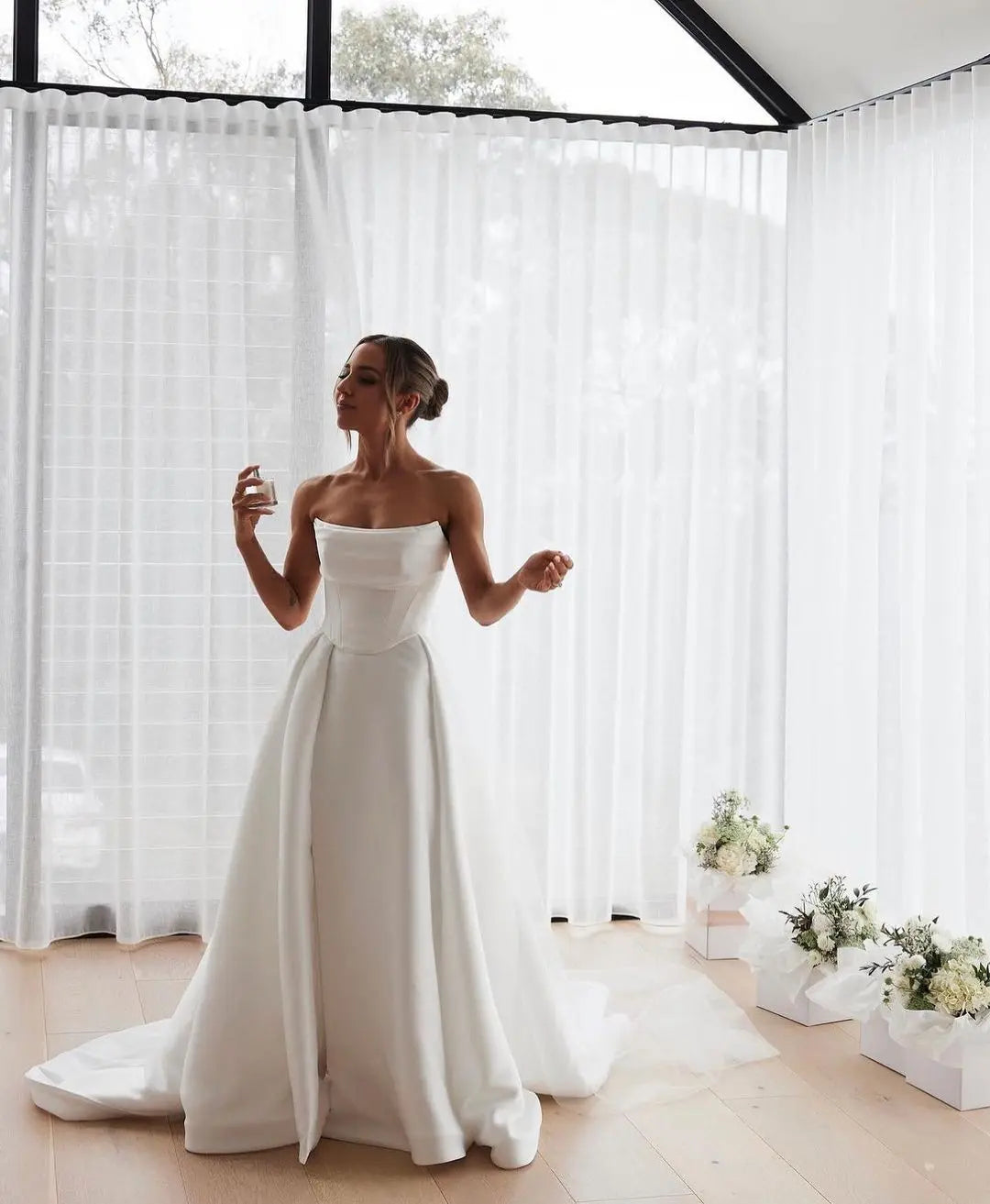 Satin A Line Luxurious Scoop Neckling Lace Bodice Wedding Dresses Custom Made Bridal Grown The Clothing Company Sydney