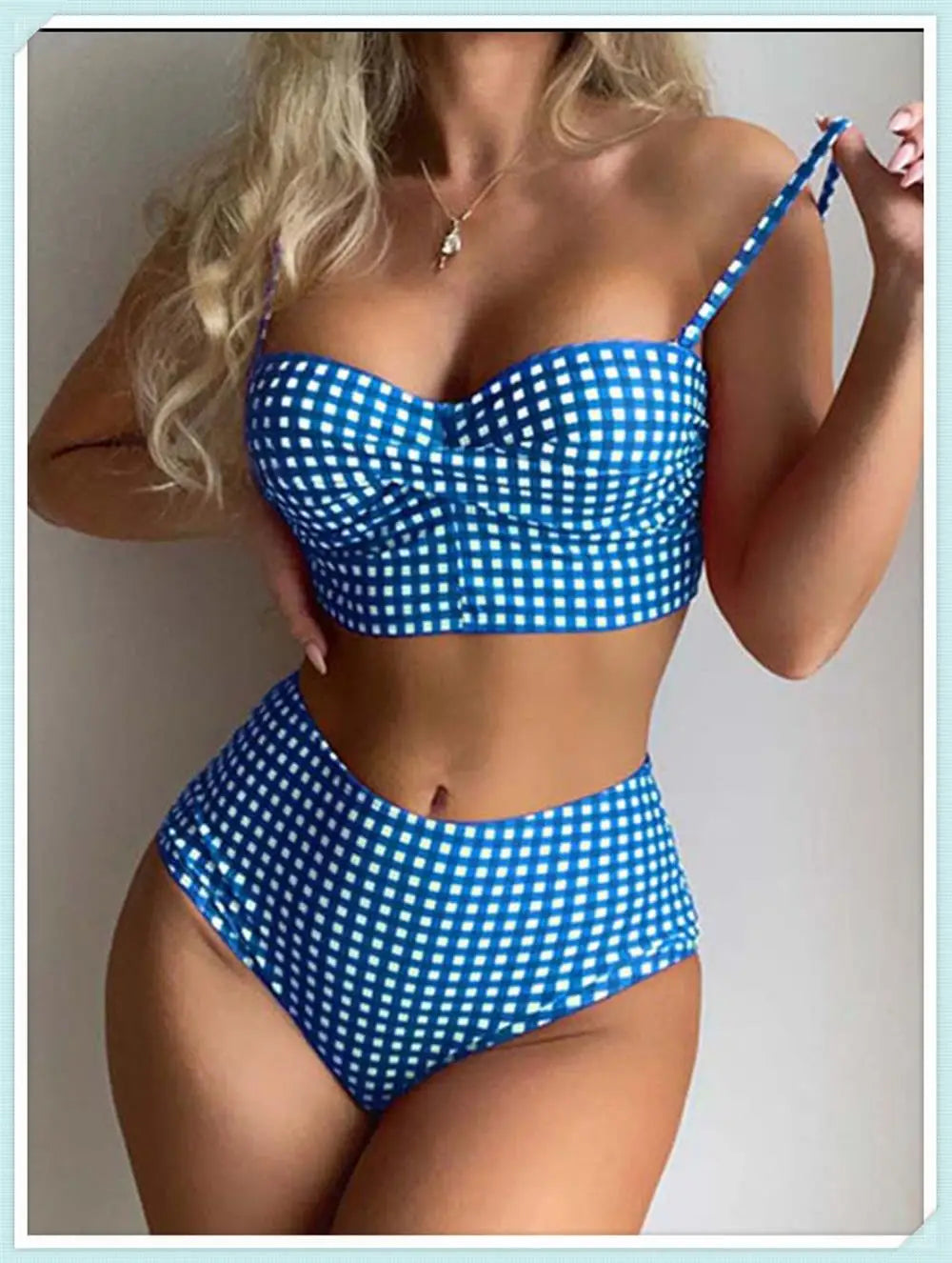 High waist printed swimsuit by The Clothing Company Sydney featuring straps, padded bust, ideal for beachwear and swimming.