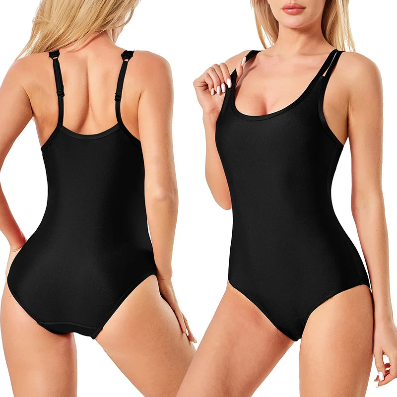 Menstrual swimsuit for women, one-piece period swimwear from The Clothing Company Sydney with leak-proof, absorbent beachwear design.