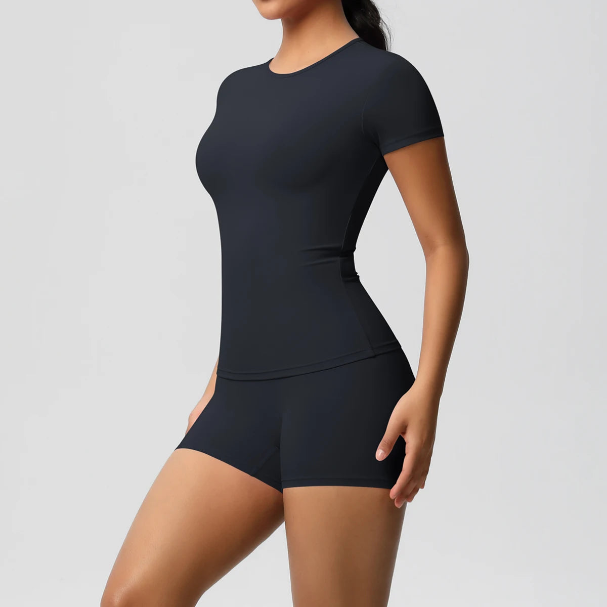 2 Piece Quick-Drying Gym Leggings Set Summer Short Sleeve Breathable Stretchy Yoga Slim Fitness Active Top Women's Cycling Bike Shorts The Clothing Company Sydney