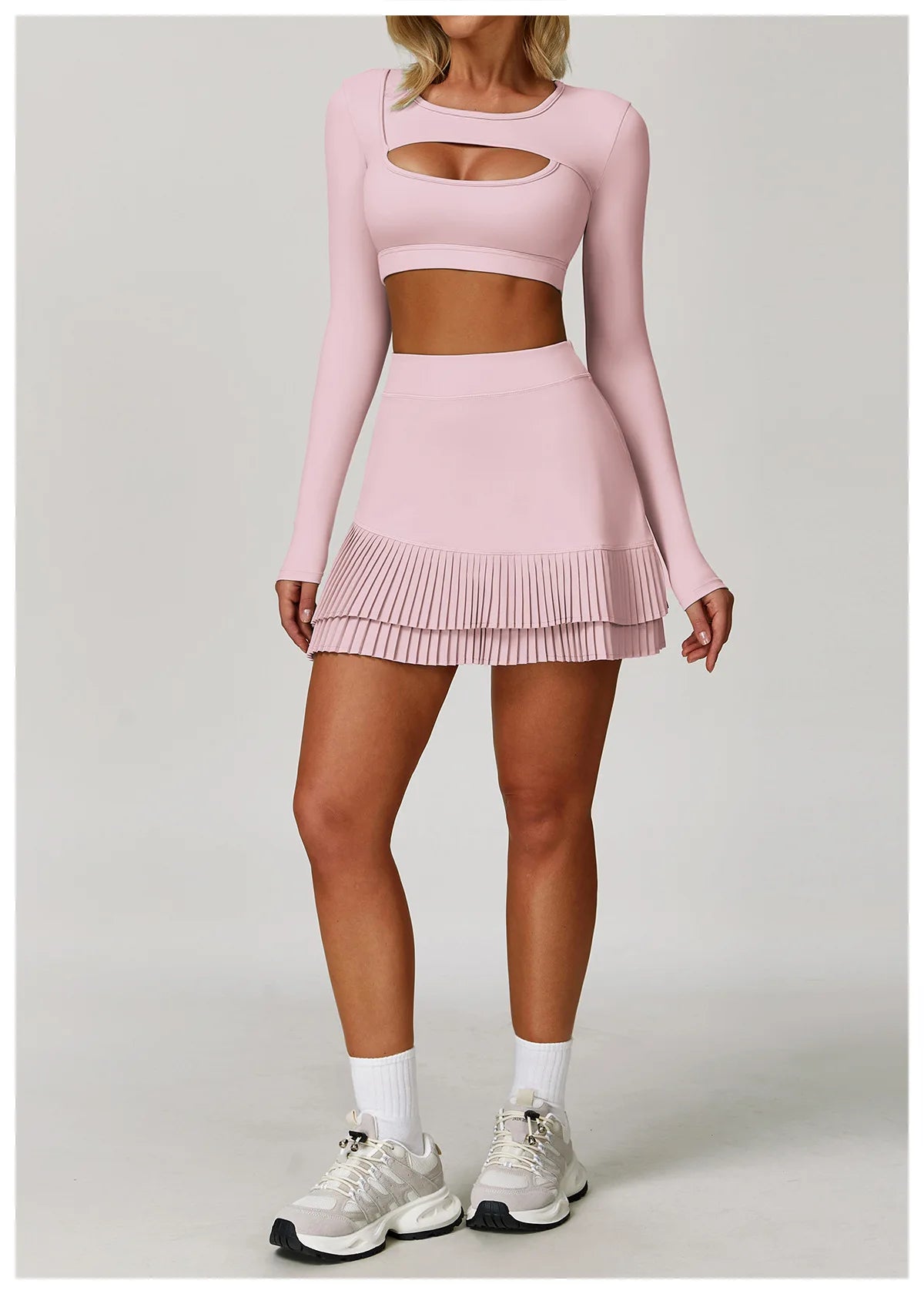 Two-piece women's sportswear yoga and gym outfit from The Clothing Company Sydney, includes sports bra and fitness leggings.