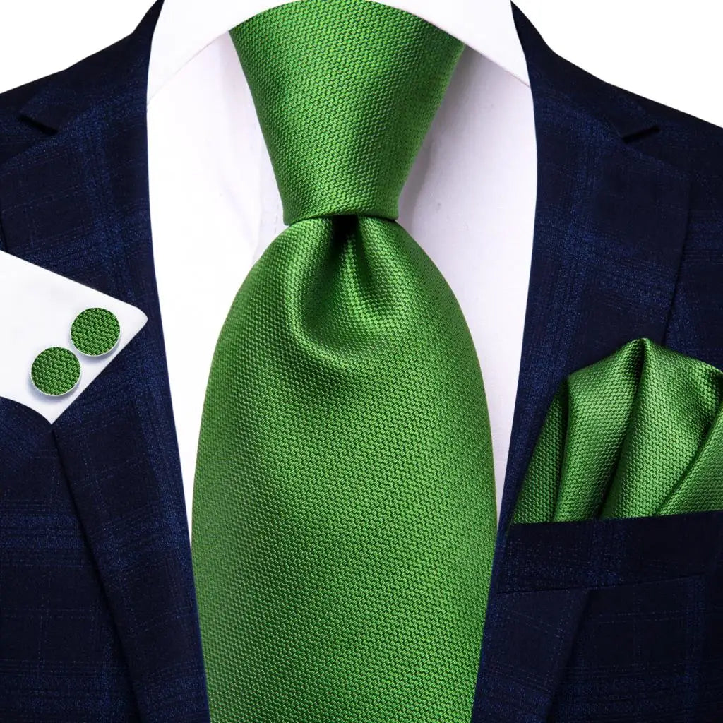 Green paisley silk tie set for men including necktie, pocket square, and cufflinks from The Clothing Company Sydney Accessories
