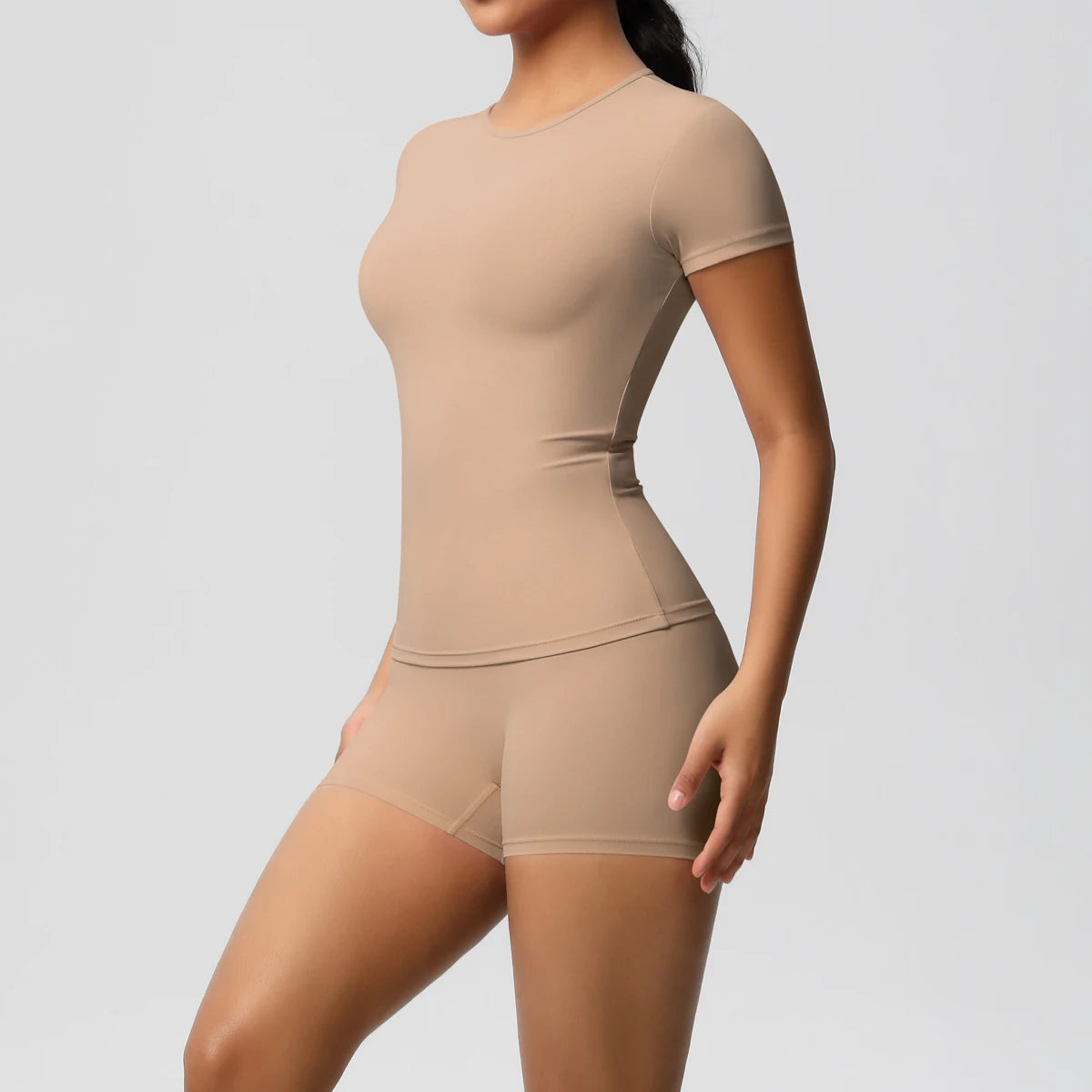 2 Piece Quick-Drying Gym Leggings Set Summer Short Sleeve Breathable Stretchy Yoga Slim Fitness Active Top Women's Cycling Bike Shorts The Clothing Company Sydney