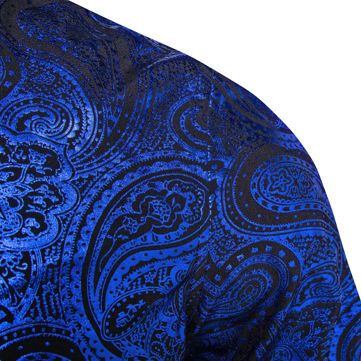 Pink, blue, and red paisley print men's long sleeve dress shirt from The Clothing Company Sydney, slim fit social clothing top.