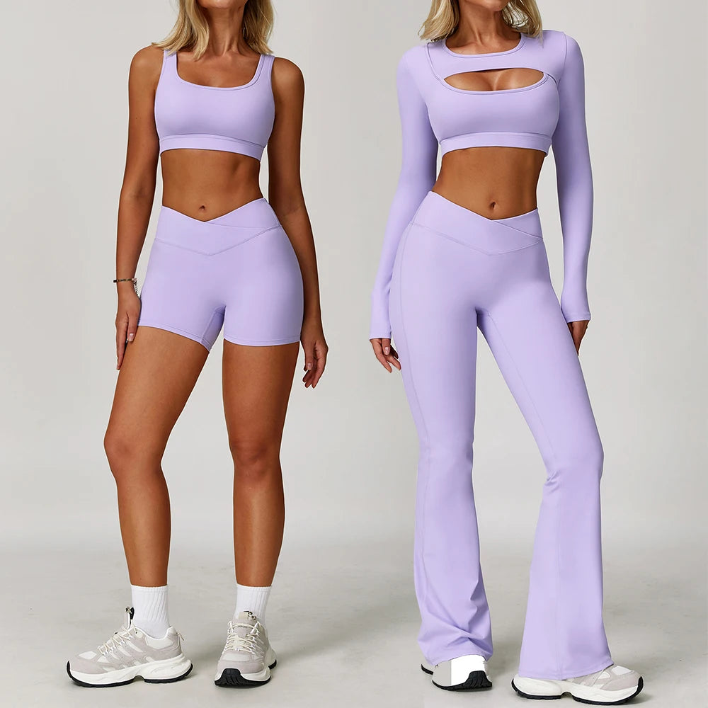 Women's fitness yoga gym clothes set by The Clothing Company Sydney, includes sports bra and leggings for workout and running.