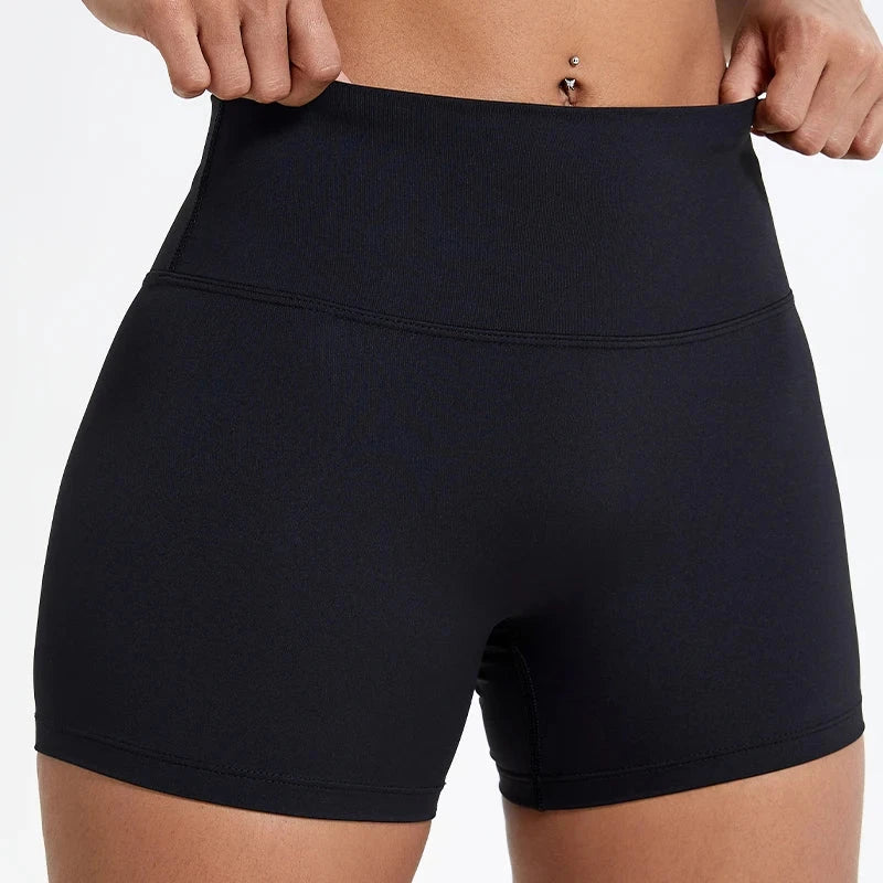 Women's high waist fitness cycling and yoga shorts by The Clothing Company Sydney, slim fit workout leggings and gym shorts.