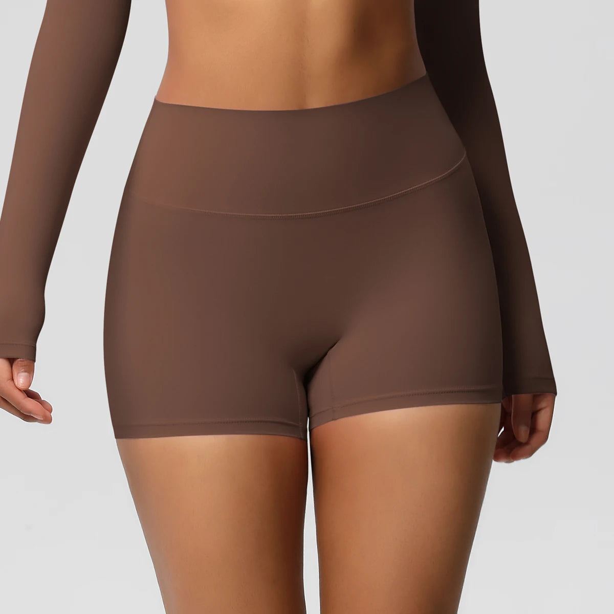 Women’s high waist yoga shorts by The Clothing Company Sydney, fitness bike shorts with push-up fit and breathable fabric.