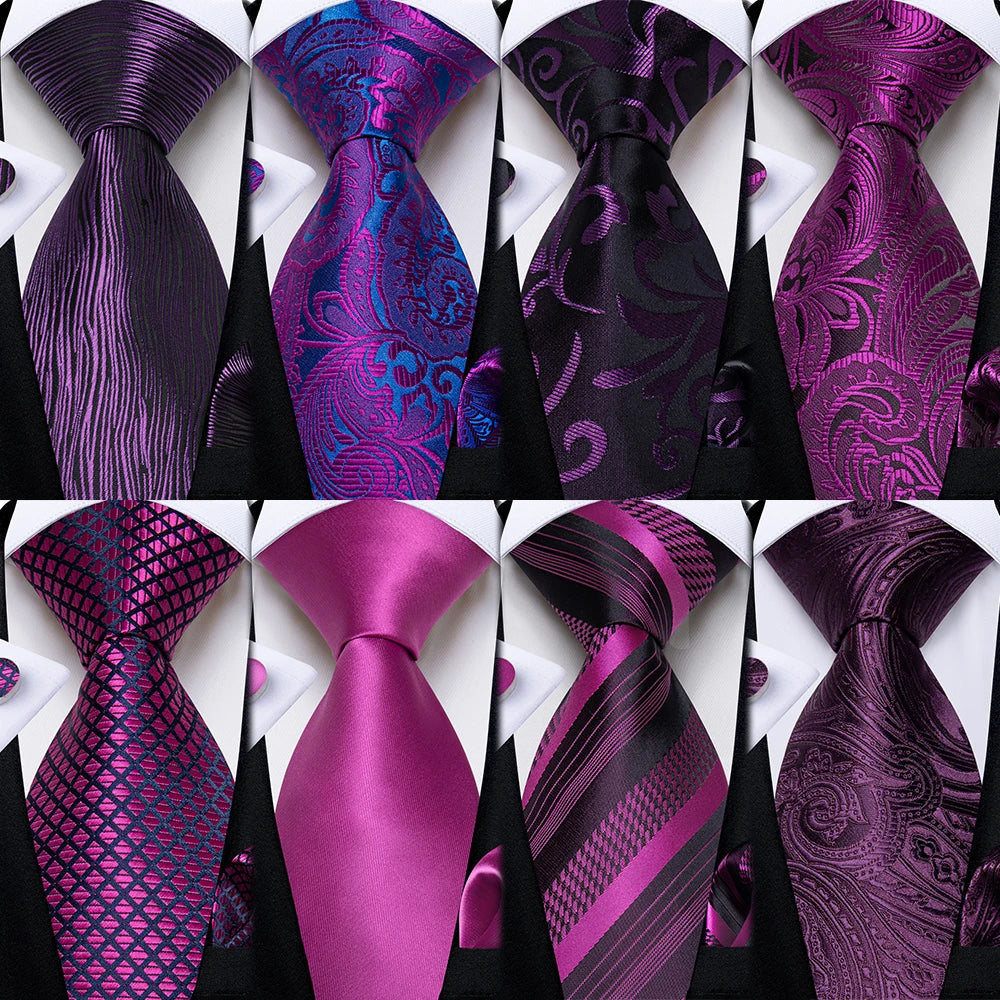 Luxury purple paisley silk tie set for men, 8cm width, from The Clothing Company Sydney, featuring elegant accessories for formal wear