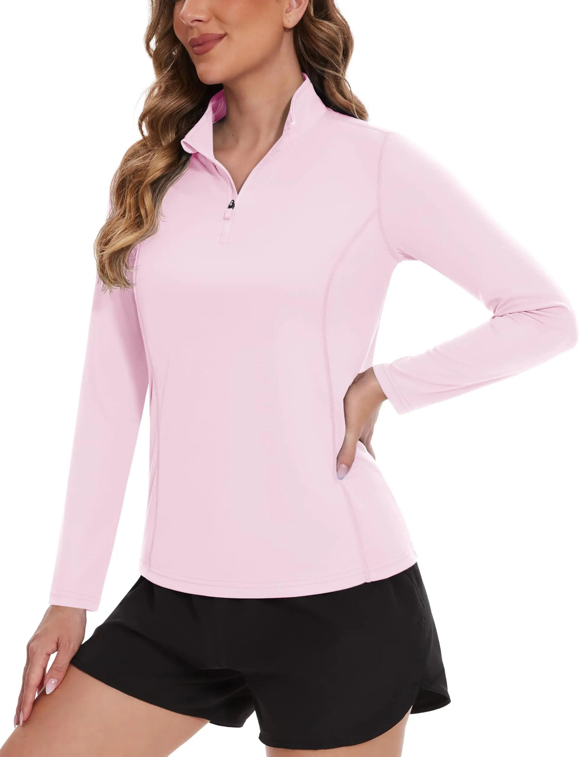 Women's UPF 50+ quick dry long sleeve sun protection shirt by The Clothing Company Sydney, ideal for running, hiking, and outdoor activities.