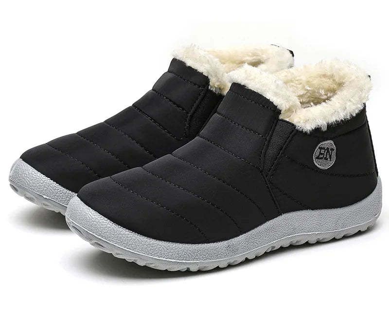 Men's winter ankle boots by The Clothing Company Sydney, slip-on waterproof snow shoes with fur lining and rugged soles.