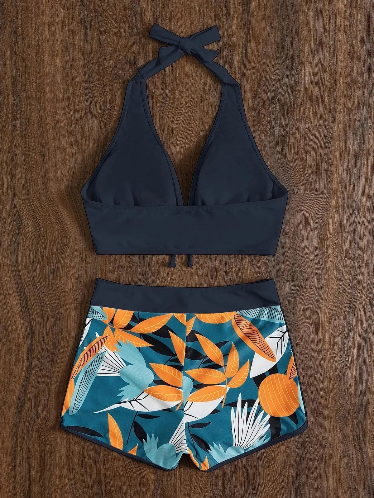 2 Piece Halter Bikini Set Shorts Swimsuit High Waist Swimwear Female Printed Bathers Swimming Bathing Swim Suit Beachwear - The Clothing Company Sydney