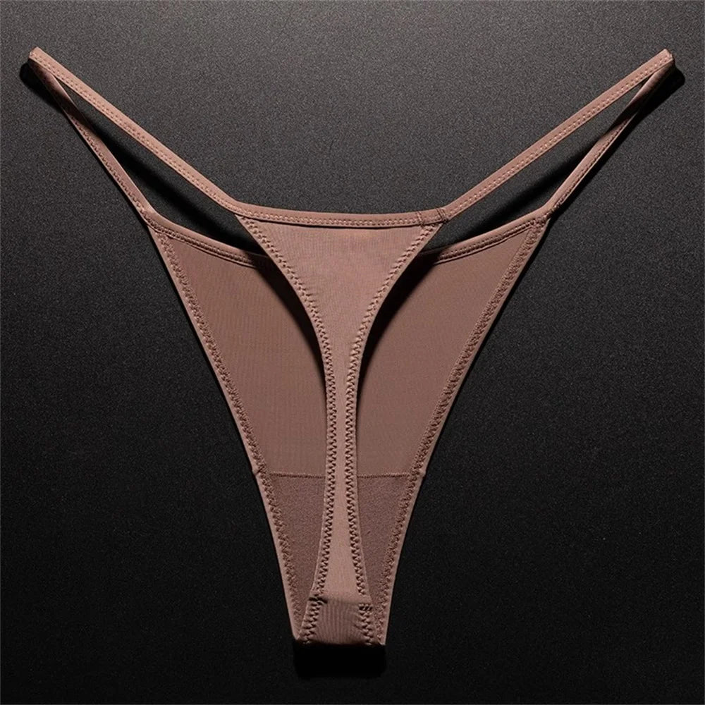Seamless leopard print thong underwear from The Clothing Company Sydney, high slit ice silk G-string, plus size fitness lingerie.