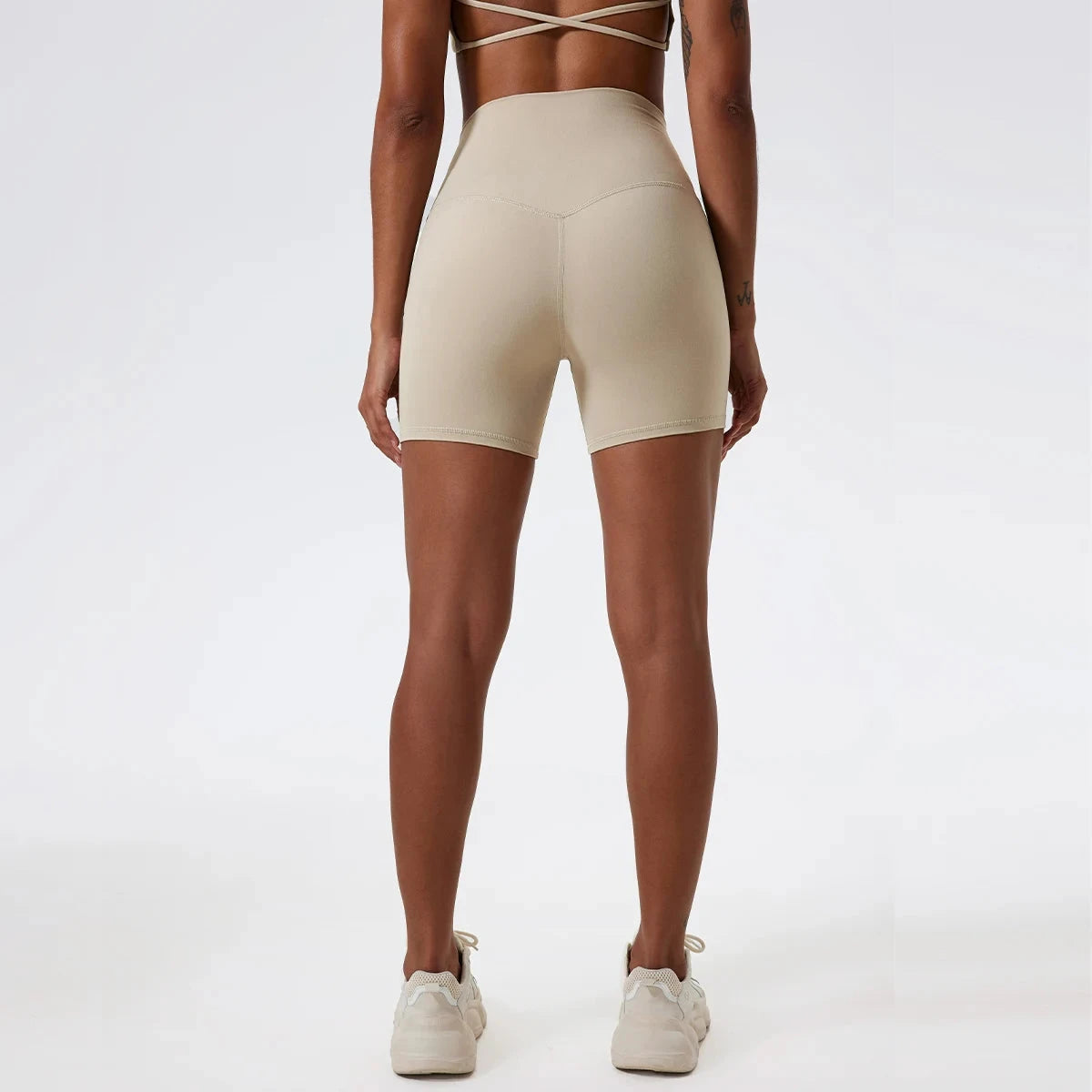 High-waist women's yoga shorts and gym leggings by The Clothing Company Sydney, designed for running, workout, and fitness activities.