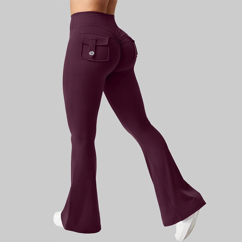 Flared Gym Push Up Impact Leggings Hip Lifting Running Workout Pocket Quick-Dry Yoga Pants The Clothing Company Sydney