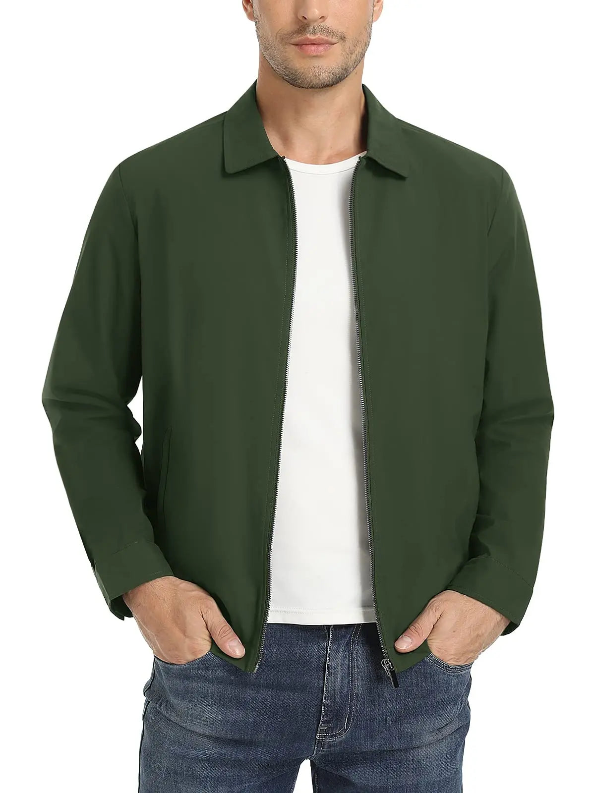 Lightweight Work Jackets Mens Fashion Tunic Style Zipper Pockets Bomber Jackets Full Zip Spring Fall Outerwear The Clothing Company Sydney