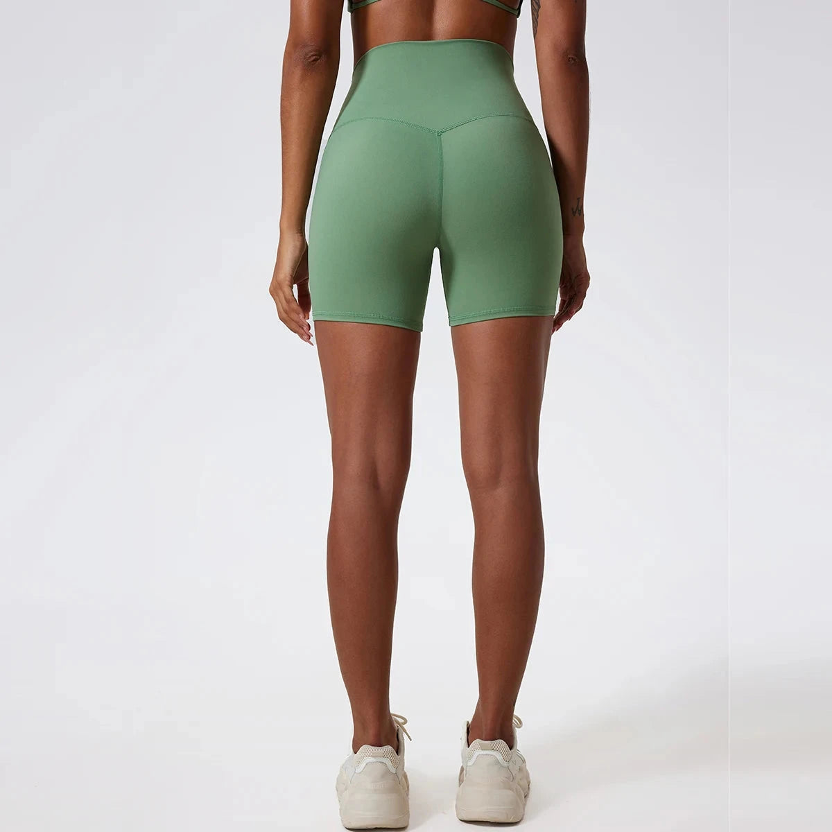 High-waist yoga shorts for women by The Clothing Company Sydney, featuring a fitted gym and running design for active workouts.