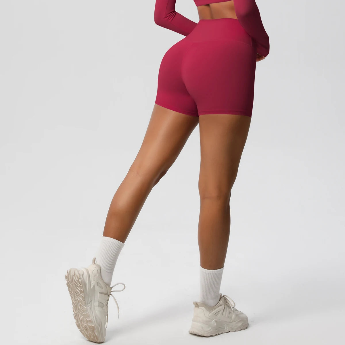 Women’s high waist yoga shorts from The Clothing Company Sydney, fitness leggings designed for yoga and bike workouts.