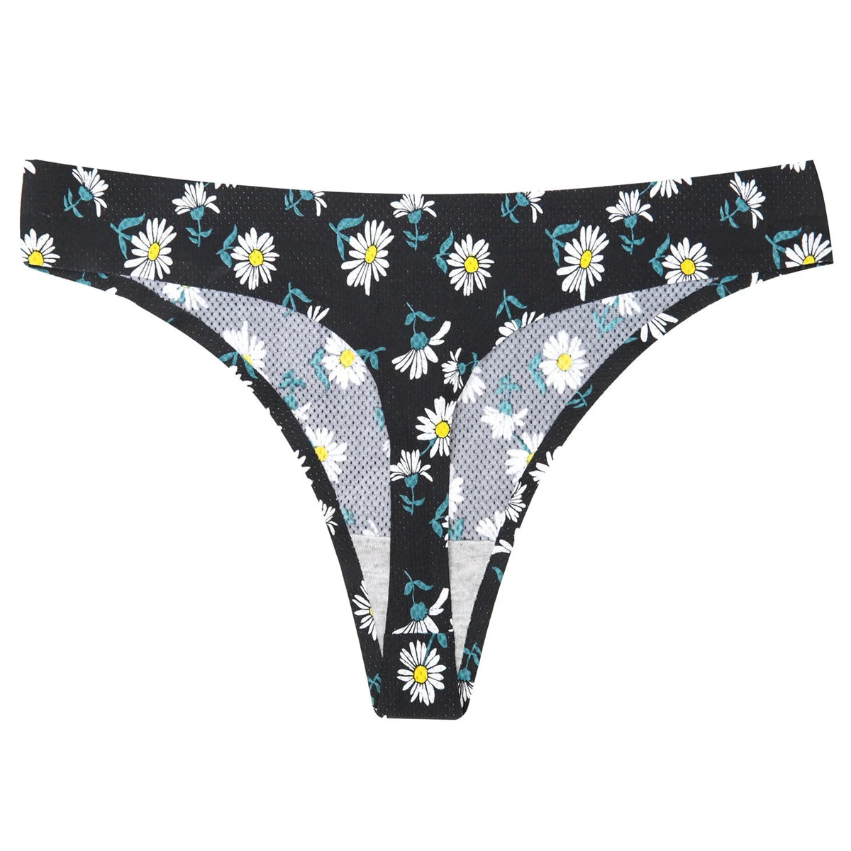 Floral print leopard seamless women's G-string lingerie by The Clothing Company Sydney, showing intricate floral and leopard design.