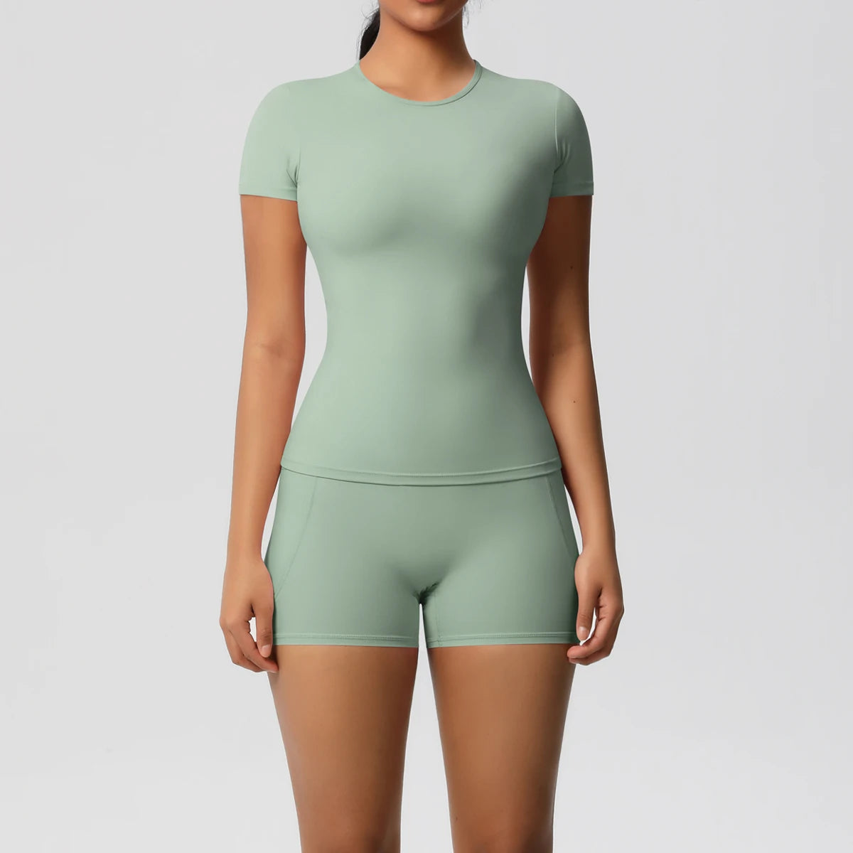 Workout Sportswear 2 Piece Piece Female Yoga Shirt Push Up Workout Clothes Outdoors Sport High Waist Fitness Sport Shorts - The Clothing Company Sydney