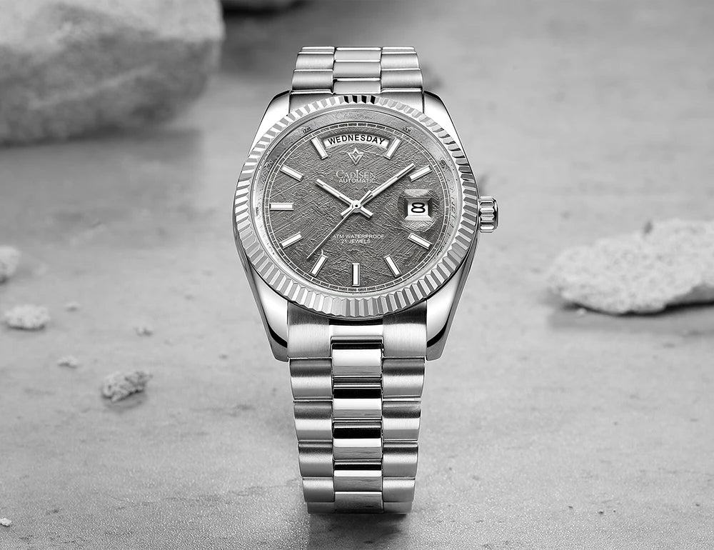Cadisen DD40 men's luxury automatic wristwatch with sapphire glass, Miyota 8285 movement, stainless steel case, and 10Bar water resistance