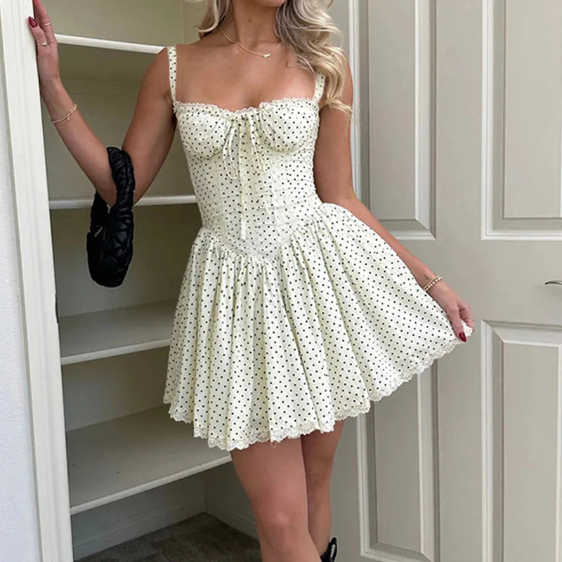 Fashion Chic Corset Party Dress Women Lace Trim Strap Folds Summer Dresses A-Line Holidays Elegant Outfit Dress The Clothing Company Sydney