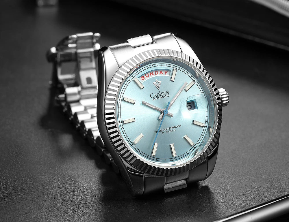 Cadisen DD40 men's luxury automatic wristwatch with AR sapphire glass and Miyota 8285 movement, water-resistant up to 10Bar.