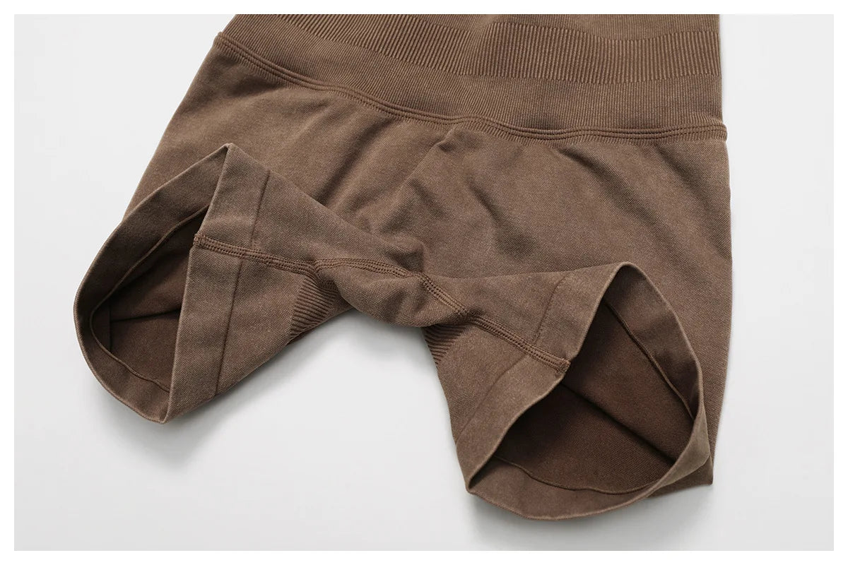 Sand-washed high waist yoga bicycle shorts for women by The Clothing Company Sydney, designed for fitness, running, and gym workouts.