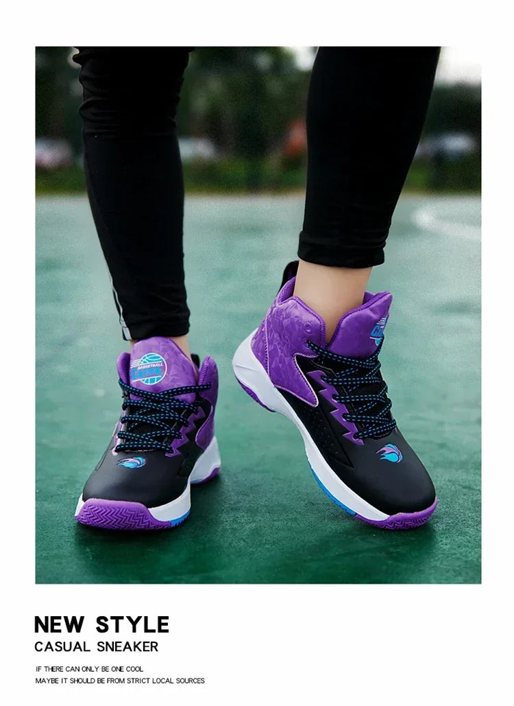 Kids basketball shoes from The Clothing Company Sydney, breathable sneakers with non-slip soles, designed for active play.
