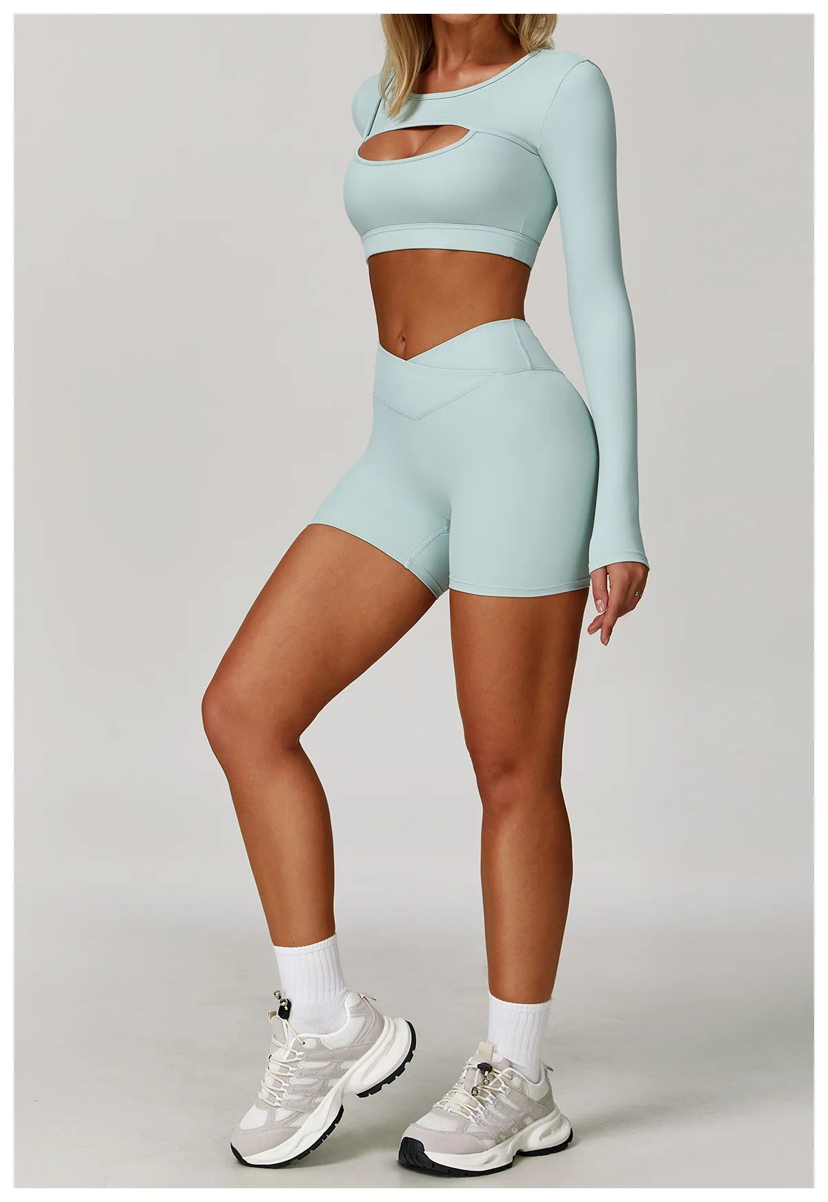 Women's fitness yoga and gym sportswear set by The Clothing Company Sydney, includes sports bra, leggings, and workout tracksuits.
