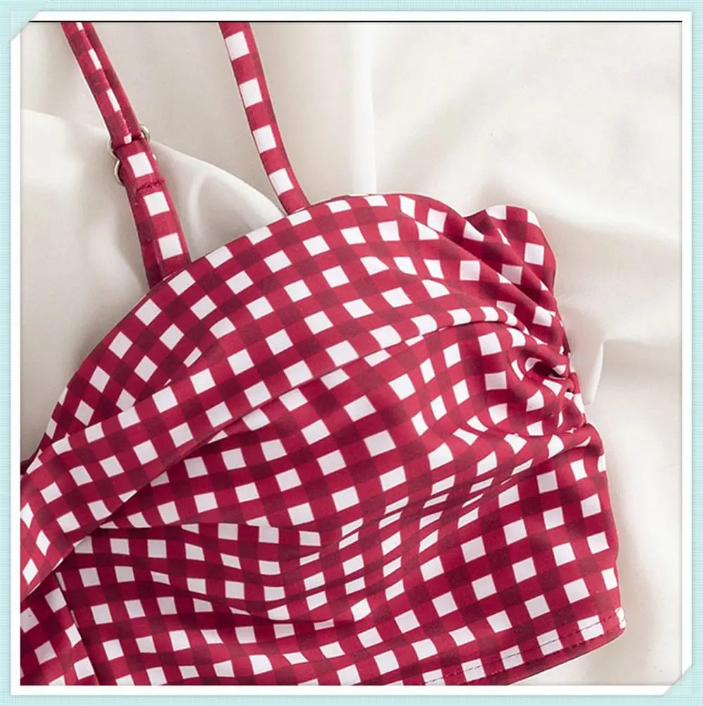 High waist printed swimsuit by The Clothing Company Sydney featuring padded straps, ideal for beachwear and swimming.