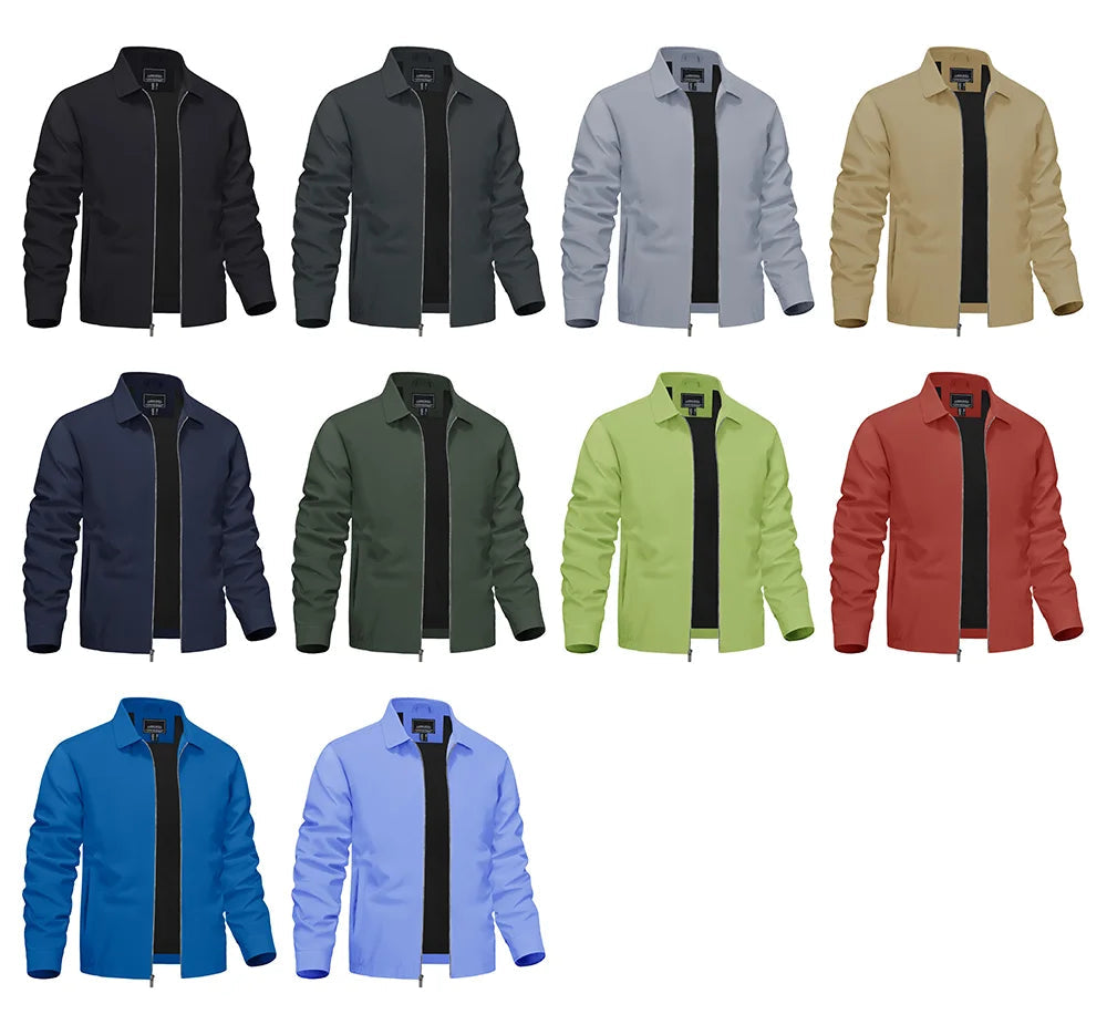Lightweight Work Jackets Mens Fashion Tunic Style Zipper Pockets Bomber Jackets Full Zip Spring Fall Outerwear The Clothing Company Sydney