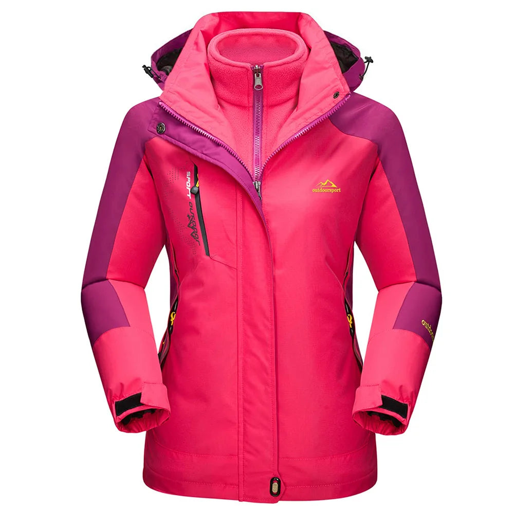 The Clothing Company Sydney 3-in-1 women's winter fleece waterproof ski and snowboard jacket with raincoat and windbreaker features.