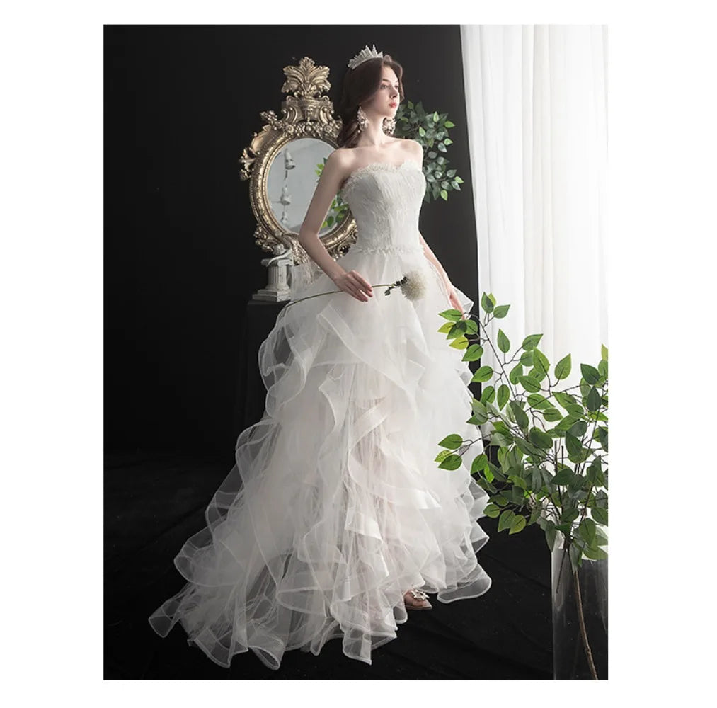 Long Back Light Wedding Dress Princess Fluffy Trailing Cake Skirt Wedding Dress The Clothing Company Sydney