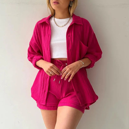 Summer Women's Suit Short Sets Outfits Suit Two Piece Button Up Matching Outfit Set - The Clothing Company Sydney