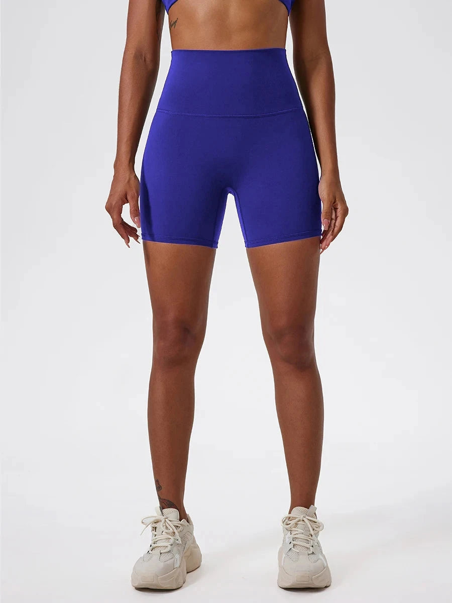 High-waist yoga shorts for women by The Clothing Company Sydney, featuring a fitted design for gym, running, and workout activities.