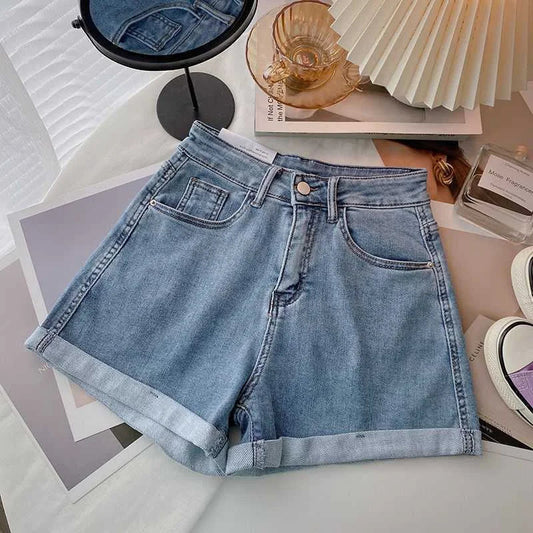 High Waist Plus-size Women Jeans Student Casual Versatile Trendy A- line Hot Pants Cotton Jeans Shorts The Clothing Company Sydney