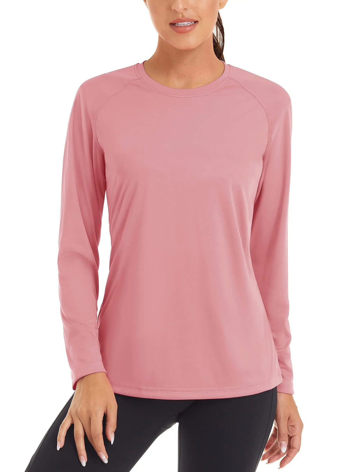 Women's UPF 50+ quick-dry long sleeve T-shirt by The Clothing Company Sydney, ideal for sun protection and active summer wear.
