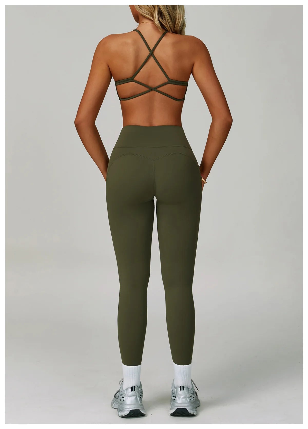 Women's fitness tracksuit set with high waist leggings and sports bra from The Clothing Company Sydney, ideal for yoga and gym workouts.
