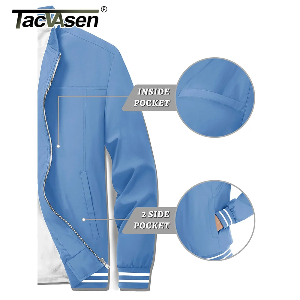 Men's lightweight waterproof casual bomber jacket by The Clothing Company Sydney, full zip, windbreaker style for outdoor wear.