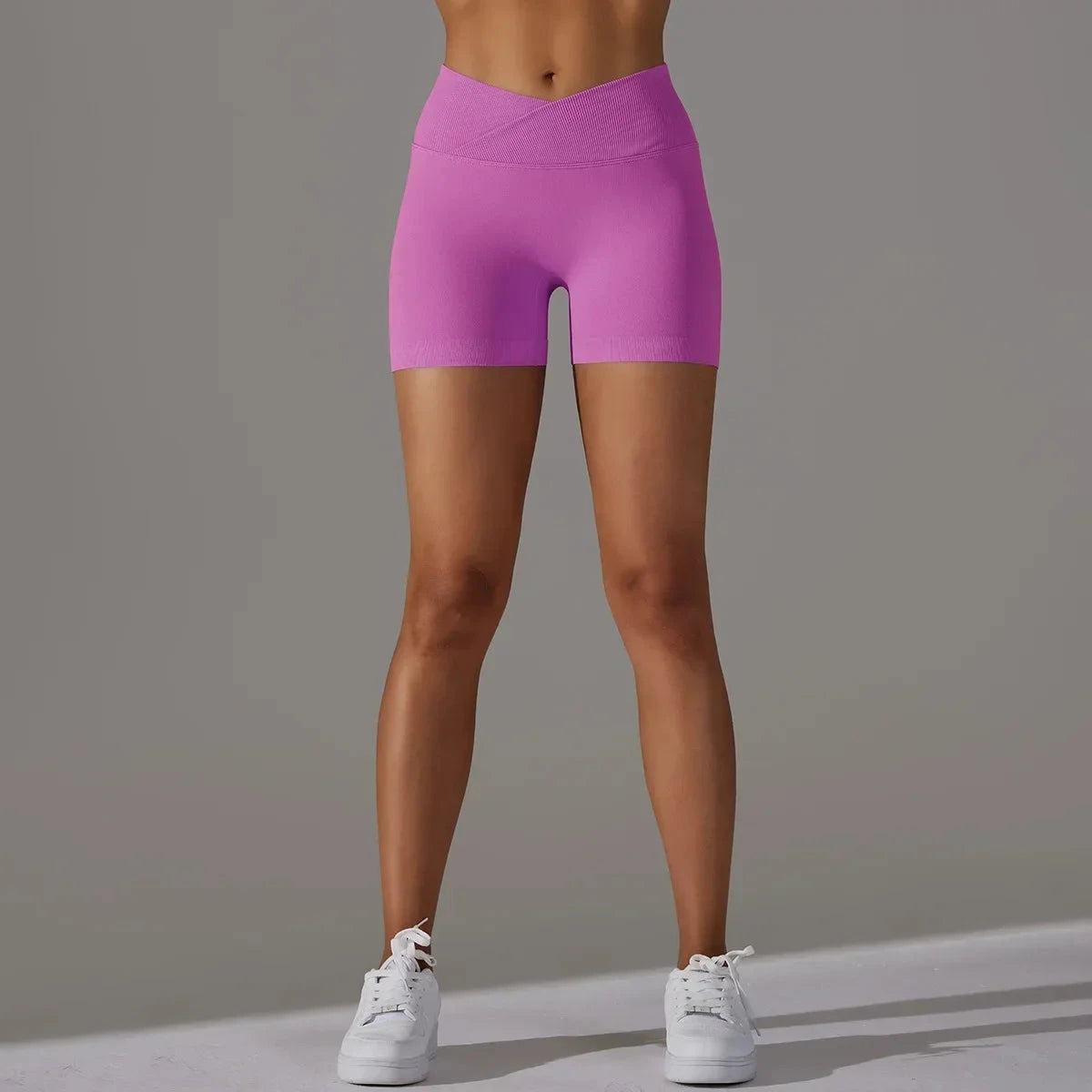 Women’s high waist fitness yoga leggings by The Clothing Company Sydney, seamless sports bike shorts with scrunch butt design.