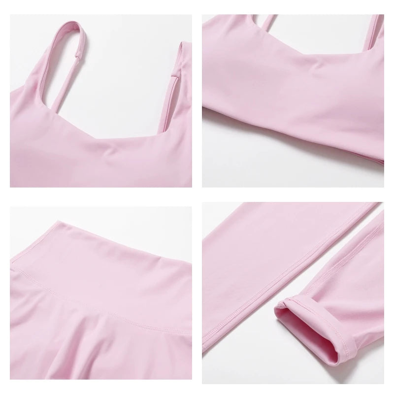 Two-piece women's yoga and fitness tracksuit by The Clothing Company Sydney, includes sporty leggings and matching workout top.