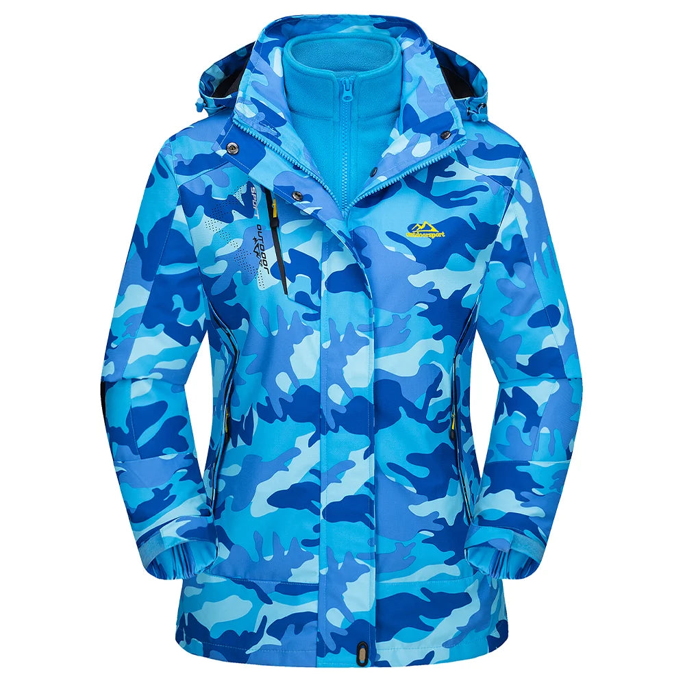 Women's 3-in-1 winter fleece waterproof ski snowboard jacket by The Clothing Company Sydney with raincoat and windbreaker features.