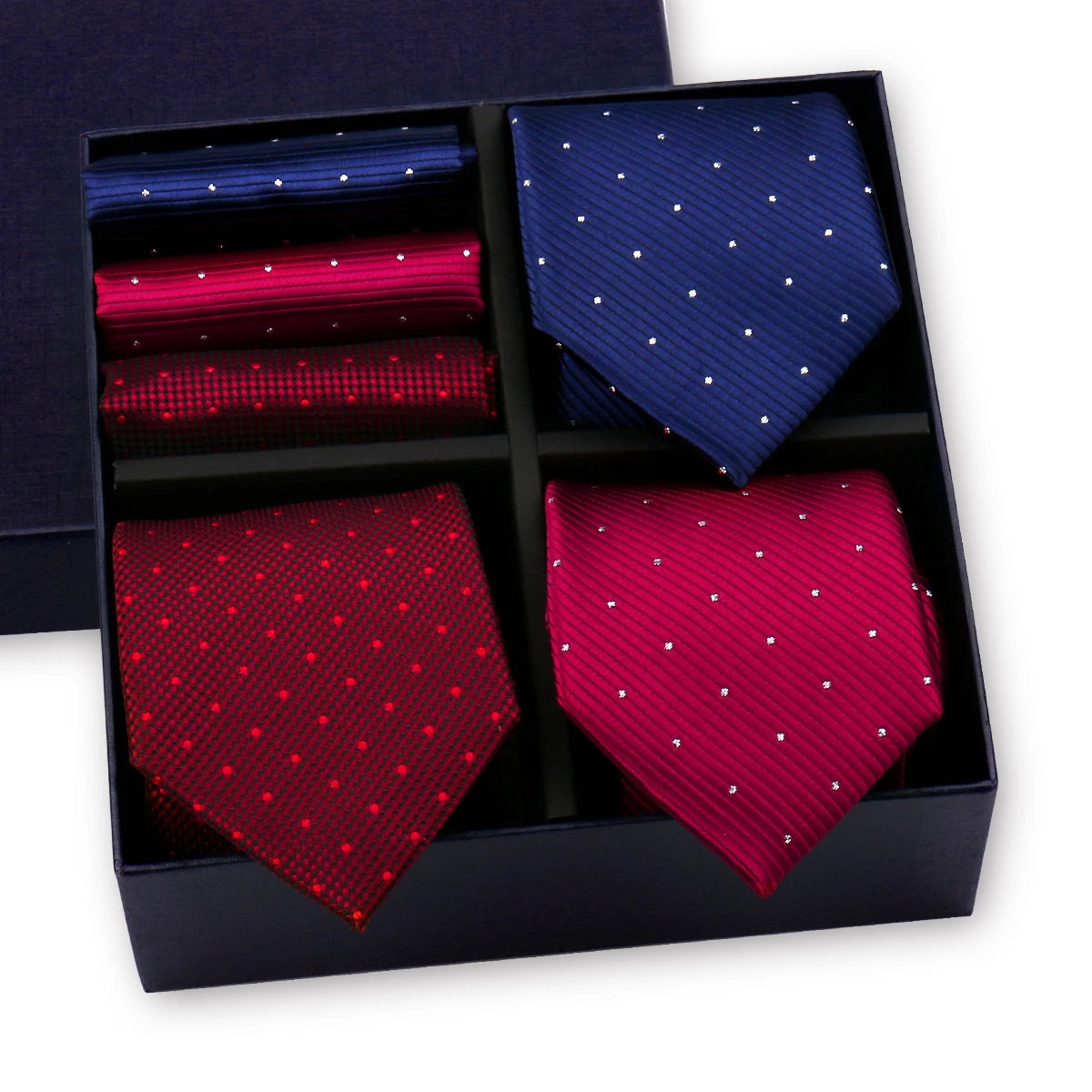 Luxury men's tie set with paisley and striped necktie, handkerchief, in a gift box, from The Clothing Company Sydney.