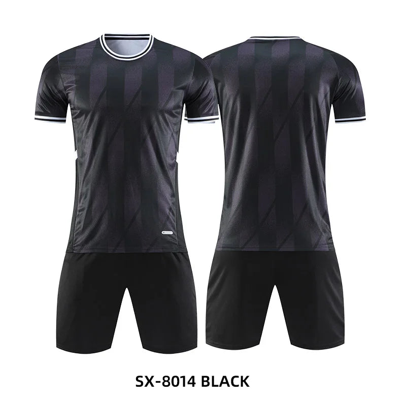 Adult kids football jersey and soccer uniform set by The Clothing Company Sydney, featuring quick-drying sportswear for team training.
