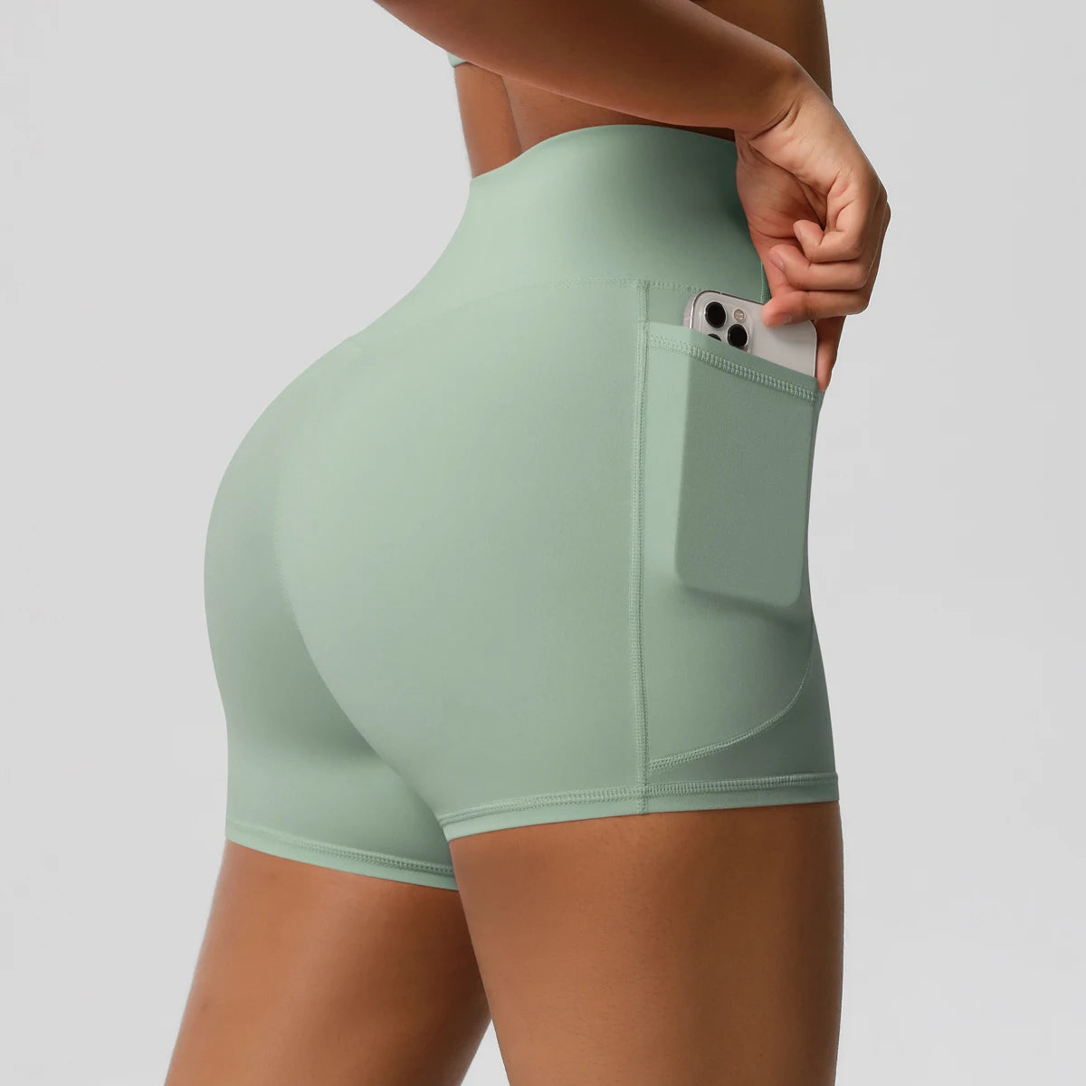 Women's Pocketed Yoga Legging Shorts Squat Proof High Waist Fitness Quick Drying Cycling Workout Gym Shorts