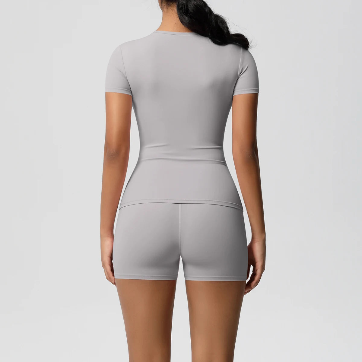 2 Piece Quick-Drying Gym Leggings Set Summer Short Sleeve Breathable Stretchy Yoga Slim Fitness Active Top Women's Cycling Bike Shorts The Clothing Company Sydney