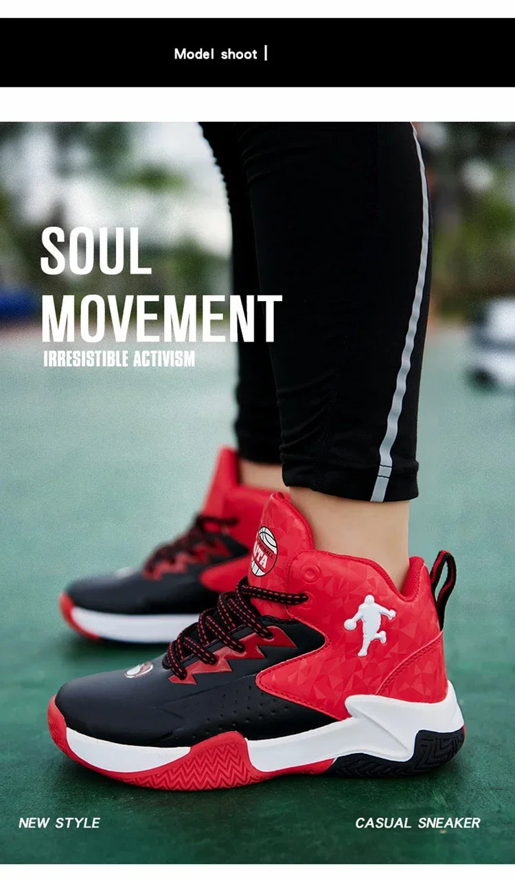 Kids basketball shoes by The Clothing Company Sydney featuring breathable, non-slip sneakers for active play and comfort.