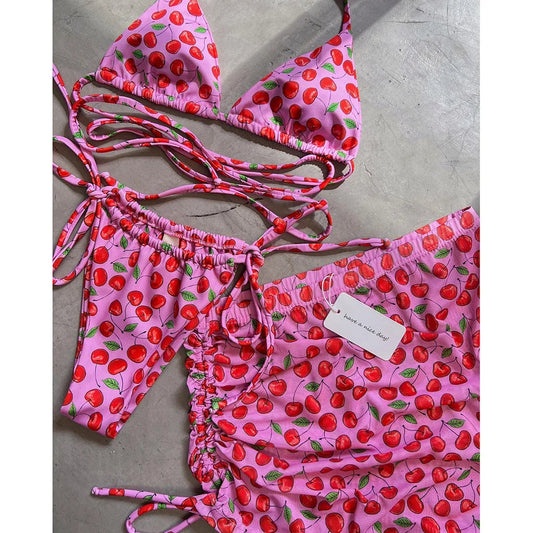 3 Piece Bikini Set Mini Skirt Swimwear Bikinis Bandeau Push Up Beachwear Bodysuit Thong Swimsuit The Clothing Company Sydney