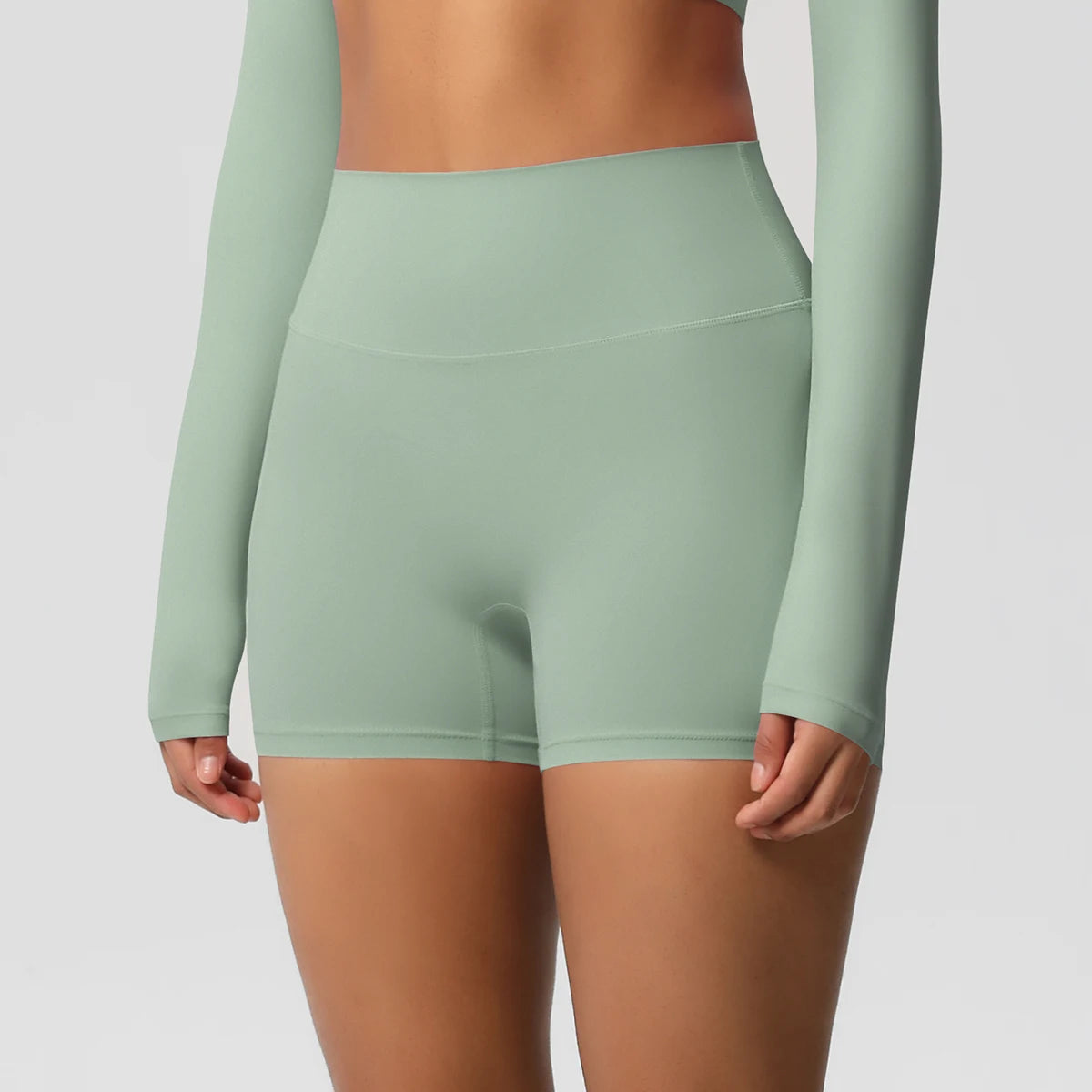 Women’s high waist yoga shorts from The Clothing Company Sydney, push-up fitness bike shorts, designed for comfortable active wear.